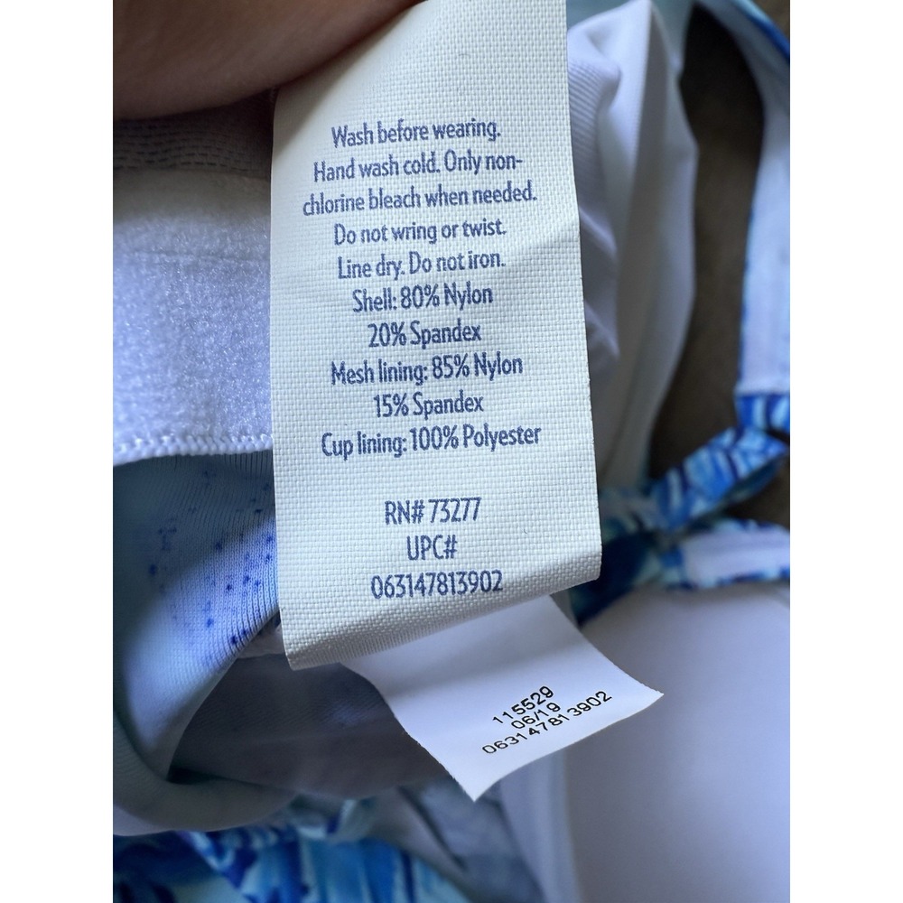 Croft & Barrow Tankini Top Women's Blue Tropical V Neck Crossover Lined Sz M - Picture 6 of 6